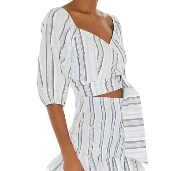 NWT The Jetset Diaries Blue White Woven Stripe Monroe Top Blue - Picture 2 of 8